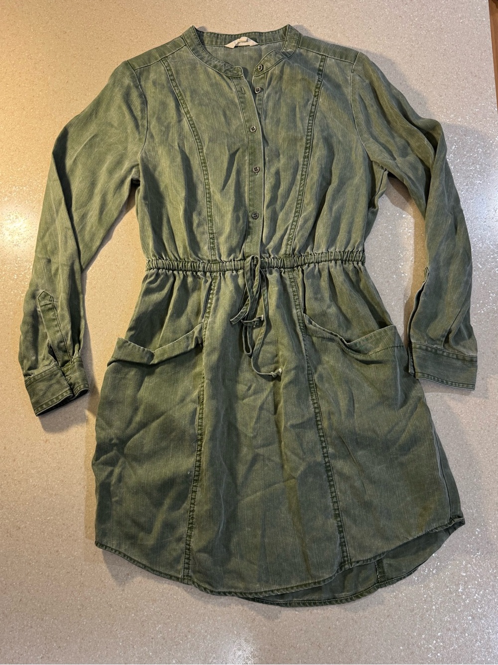 Lucky Brand Olive Green Drawstring dress
